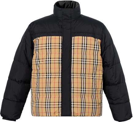 巴宝莉黑色拼接格纹立领羽绒夹克 80792961 Order 巴宝莉黑色拼接格纹立领羽绒夹克 80792961