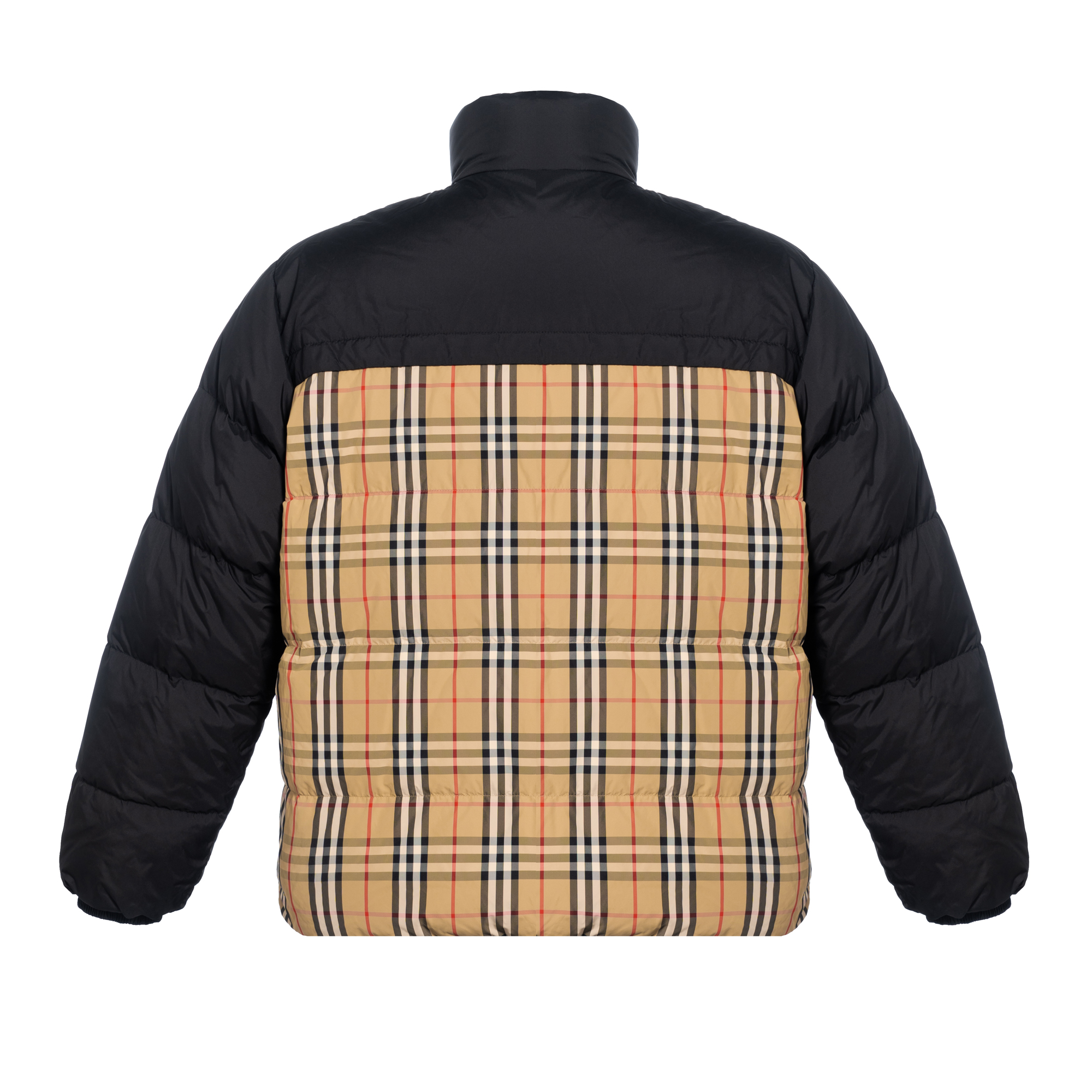Burberry  Black Down Jacket with Patchwork Check Print and Stand Collar. 80792961 圖 3