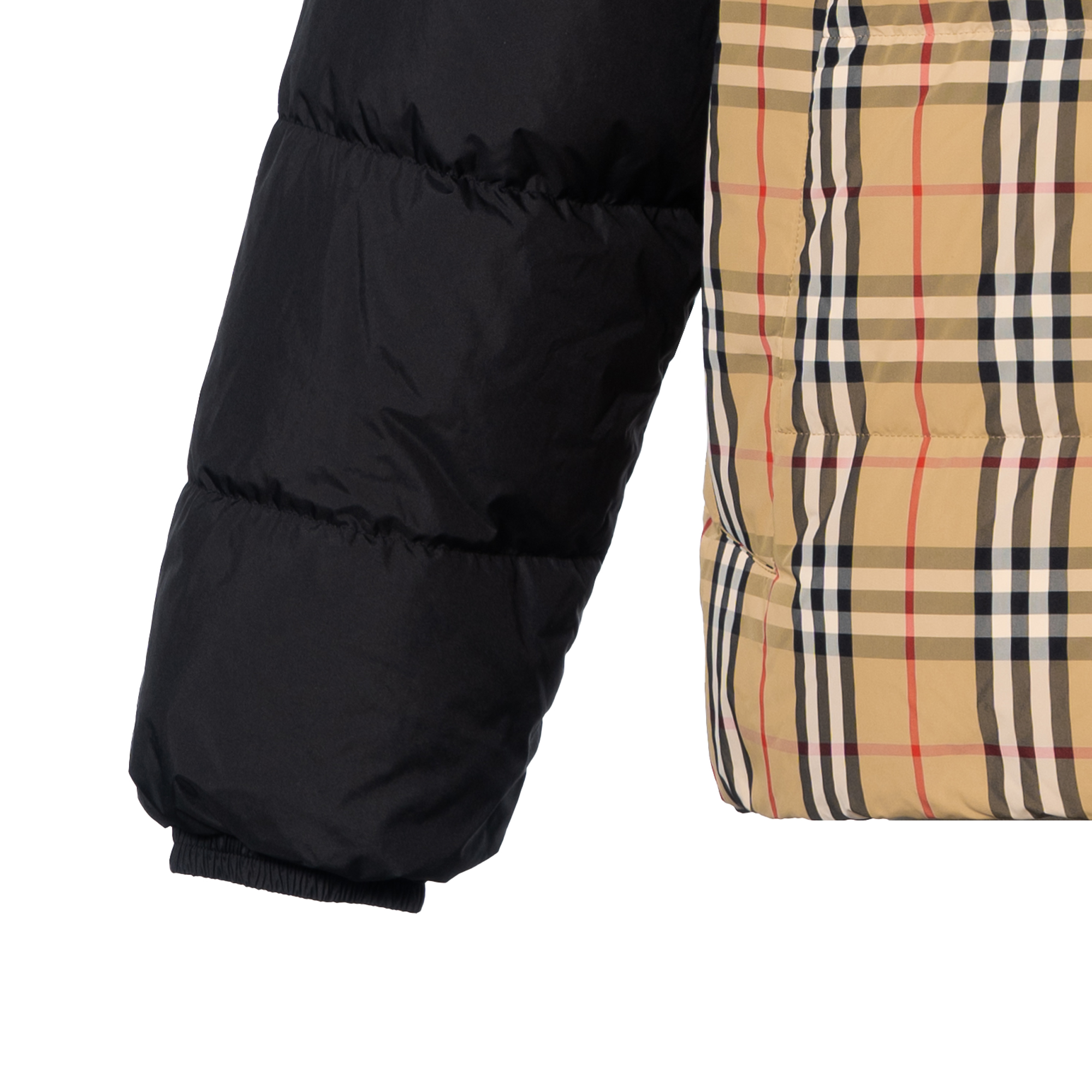 Burberry  Black Down Jacket with Patchwork Check Print and Stand Collar. 80792961 圖 5