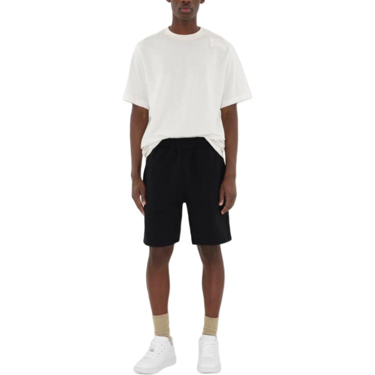 Shop 버버리 블랙 밴딩 웨이스트 스트레이트 핏 캐주얼 반바지. 80959251