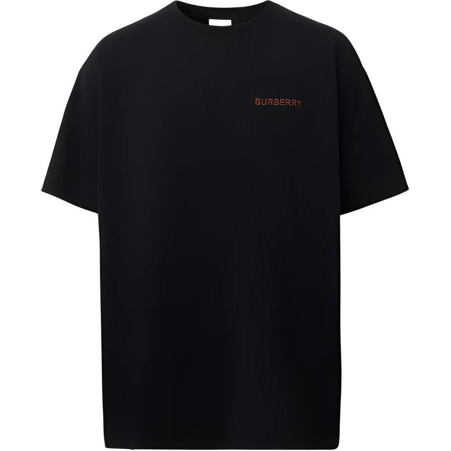 Burberry  Black Embroidered Logo Crewneck Loose Fit T-Shirt. 80575481