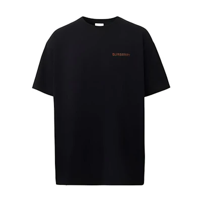Burberry Black Embroidered Logo Crewneck Loose Fit T-Shirt. 80575481