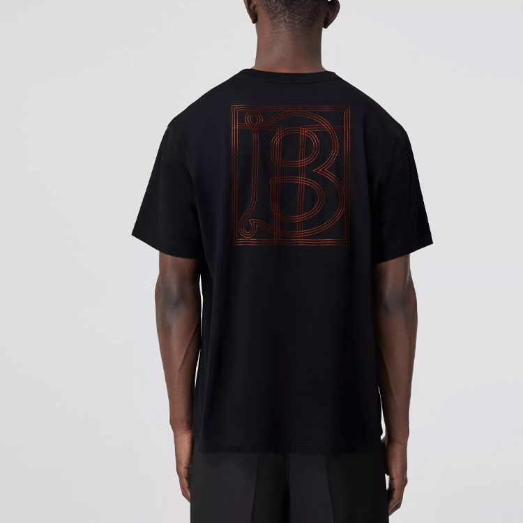 Burberry  Black Embroidered Logo Crewneck Loose Fit T-Shirt. 80575481 圖 5