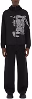 Shop Burberry Hitam Equestrian Knight Logo Zip Hoodie Jaket Loose Fit 80960391