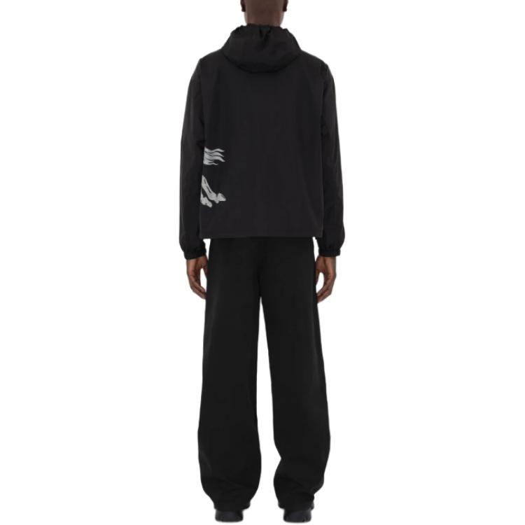 Purchase Burberry  Black Equestrian Knight Logo Zip Loose Fit Hoodie Jacket 80960391