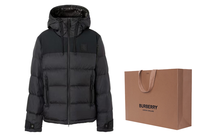 Cheap バーバリー ブラック フード付き ダウンジャケット ジッパー&ポケット付き 80684951