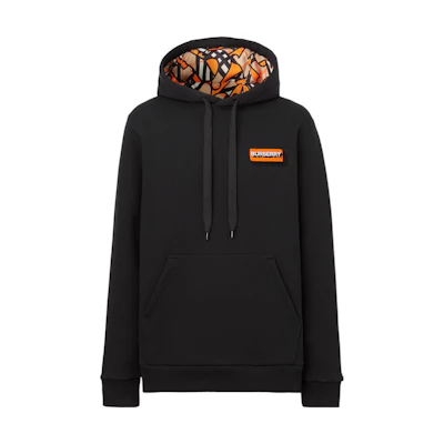 Burberry Black Hoodie with Logo Patch Design. 80572601