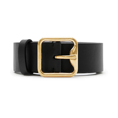 Burberry Black Leather Belt with B Logo Buckle - 3.5cm Width. 80774891