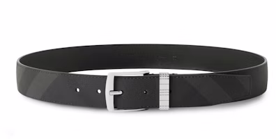Burberry Black Leather Belt with Check Print and Pin Buckle, 3.5cm Wide. 8065987 Burberry Black Leather Belt with Check Print and Pin Buckle, 3.5cm Wide. 8065987