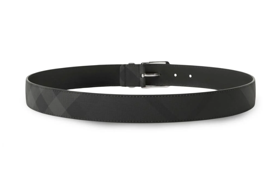 Lookbook Burberry  Black Leather Belt with Check Print and Pin Buckle, 3.5cm Wide. 8065987