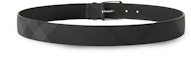 Lookbook Burberry Black Leather Belt with Check Print and Pin Buckle, 3.5cm Wide. 8065987