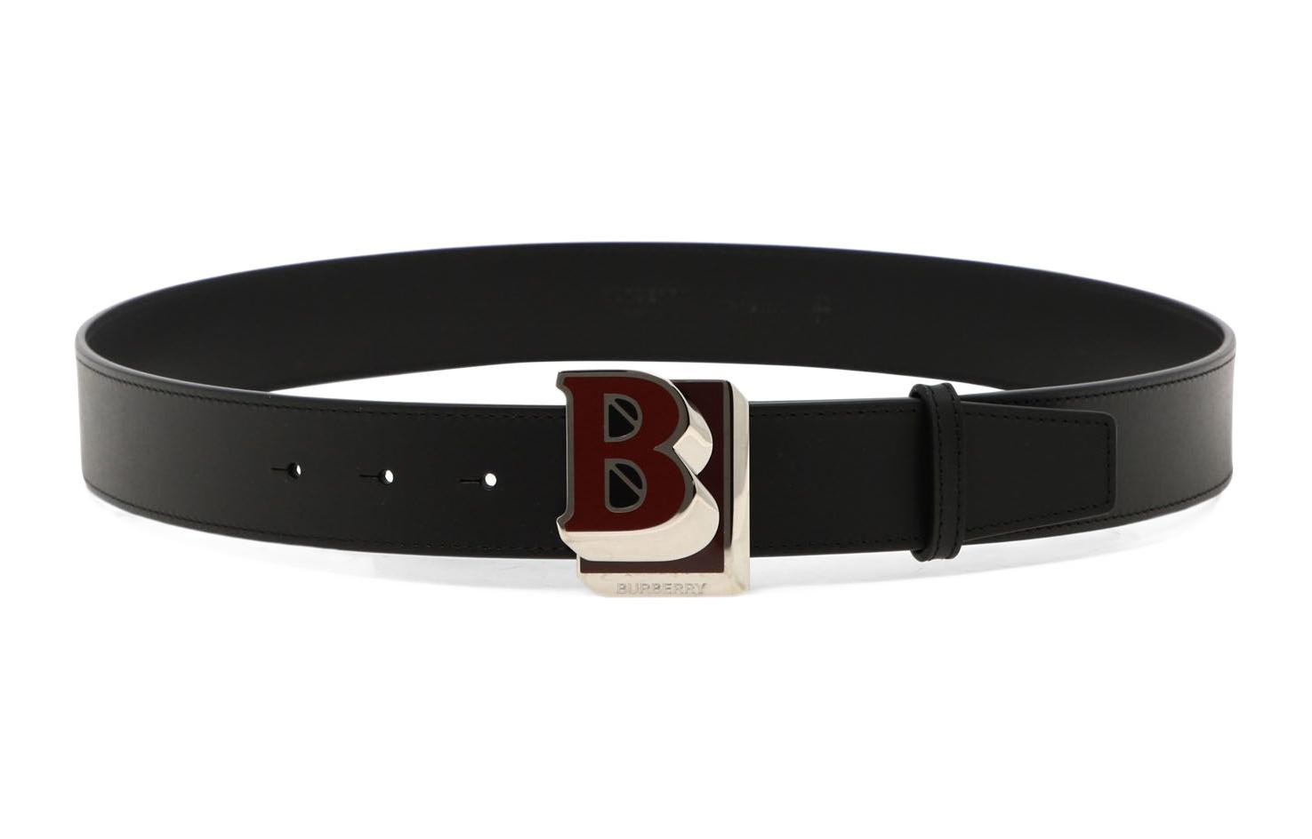 Burberry  Black Leather Belt with Enamel Buckle, 3.5cm Wide. 8049377