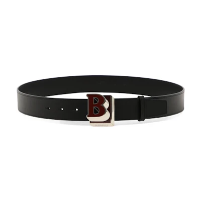 Burberry Black Leather Belt with Enamel Buckle, 3.5cm Wide. 8049377