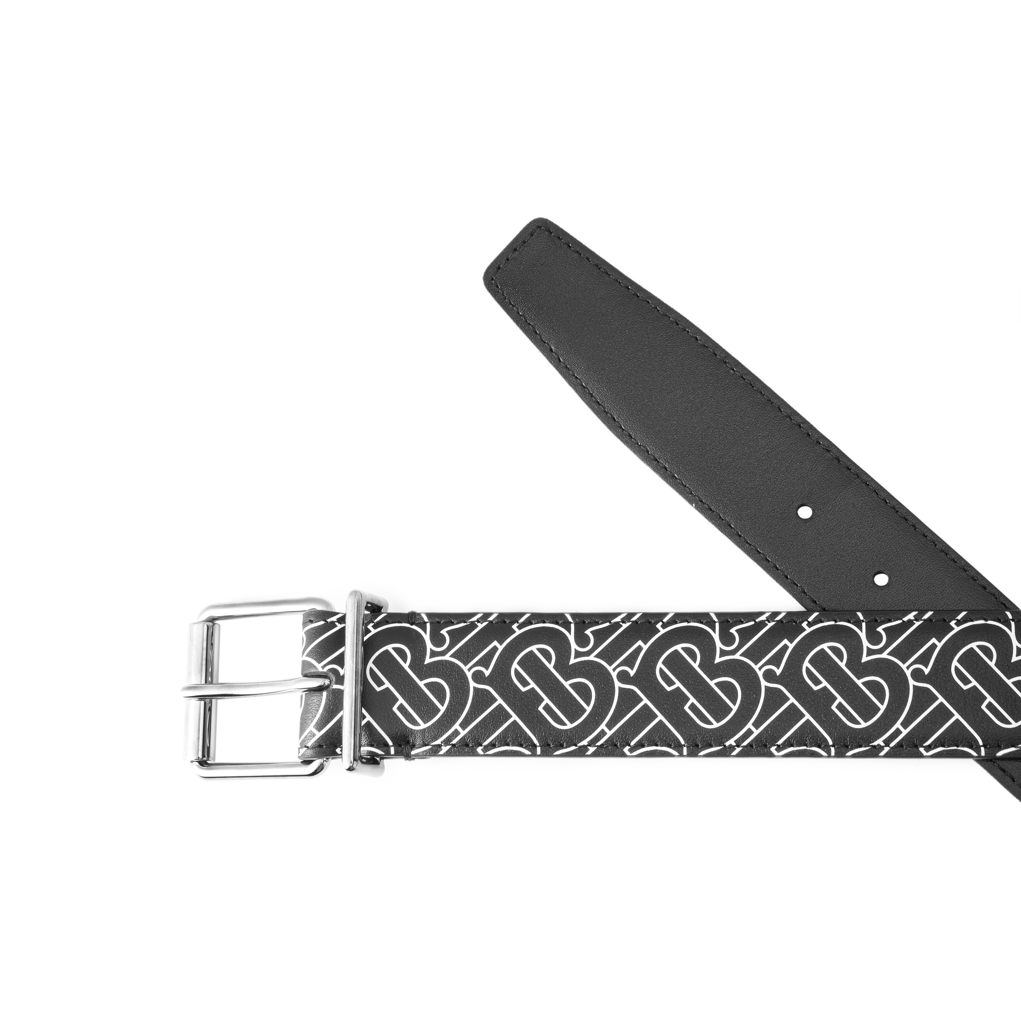 Purchase Burberry  Black Leather Belt with Trendy Letter Print, 3.5cm Width. 8049387