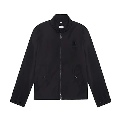 Burberry Black Leather Logo Patch Casual Long Sleeve Jacket 80616521