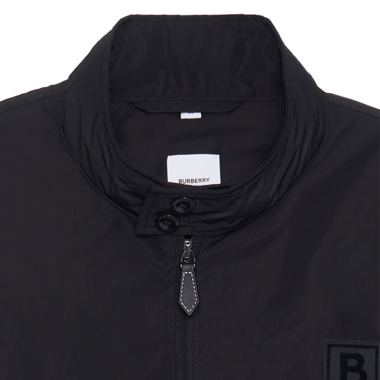 Details for 버버리 블랙 가죽 로고 패치 캐주얼 긴팔 재킷 80616521