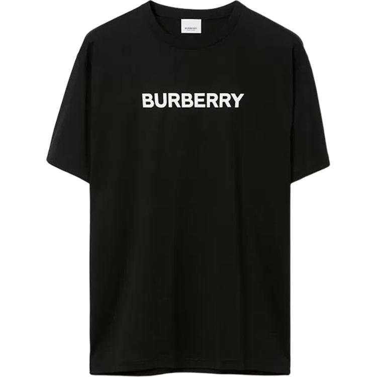 Buy Burberry  Black Letter Print Loose-Fit Crew Neck T-Shirt. 8055307