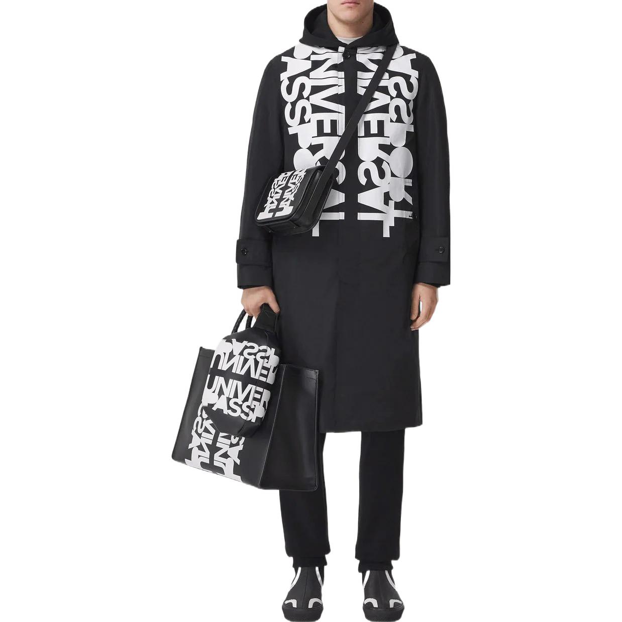 Burberry  Black Letter Print Straight-Cut Button Long Sleeve Coat 80518701 圖 3