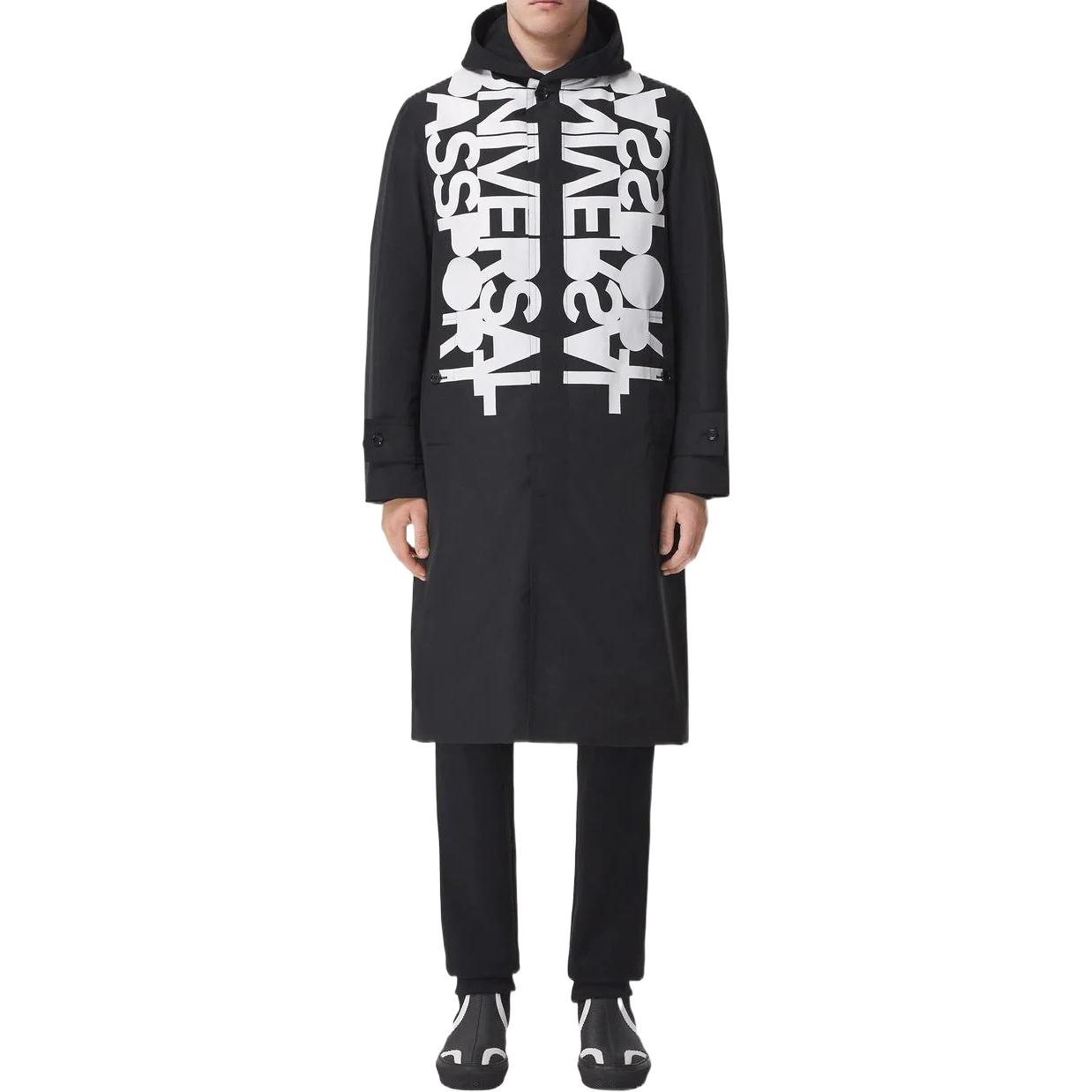 Burberry  Black Letter Print Straight-Cut Button Long Sleeve Coat 80518701 圖 4