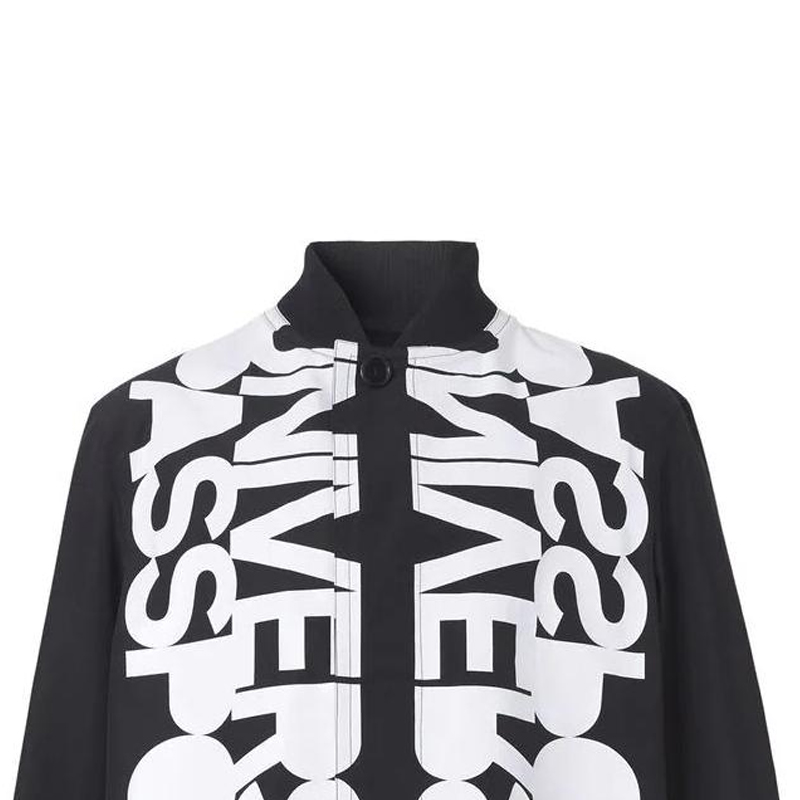 Burberry  Black Letter Print Straight-Cut Button Long Sleeve Coat 80518701 圖 6