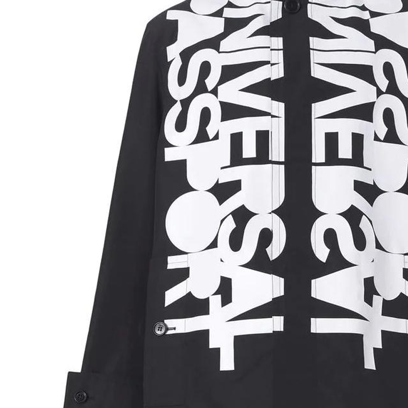 Burberry  Black Letter Print Straight-Cut Button Long Sleeve Coat 80518701 圖 7