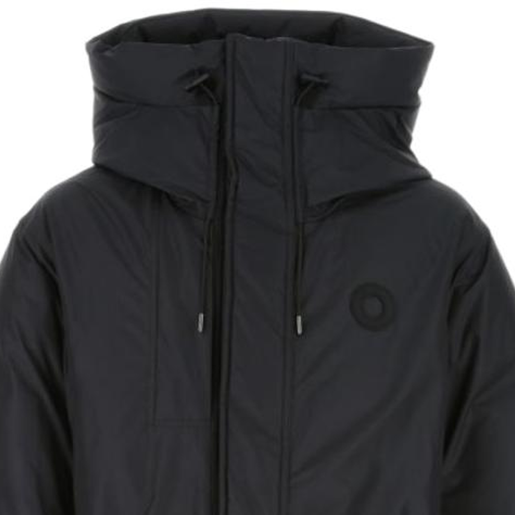 Shop Burberry 黑色壓花Logo連帽拉鏈羽絨外套 80581291