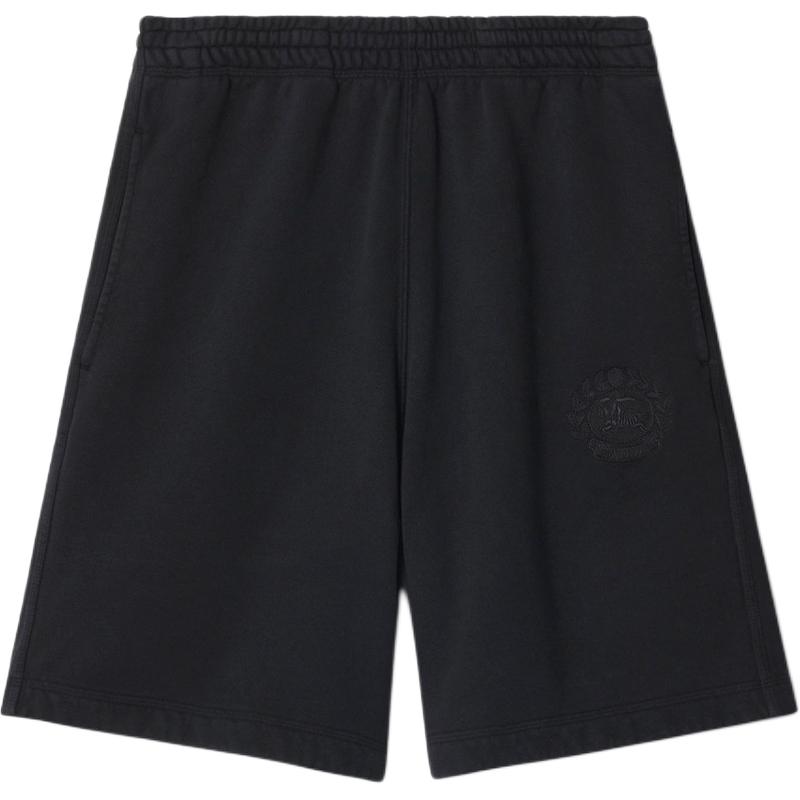 Burberry  Black Logo Embroidered Loose Fit Casual Shorts. 80945691