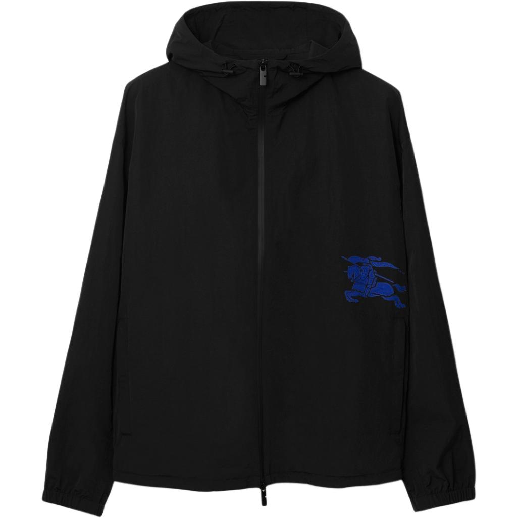 Burberry  Black Logo Embroidered Oversized Hoodie Jacket. 80867141