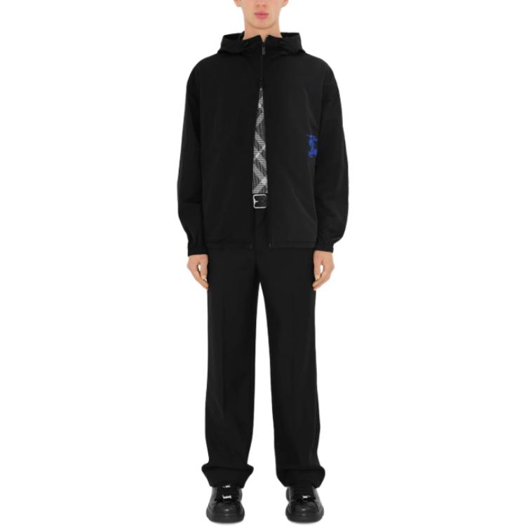 Purchase 巴宝莉黑色logo刺绣宽松连帽外套. 80867141