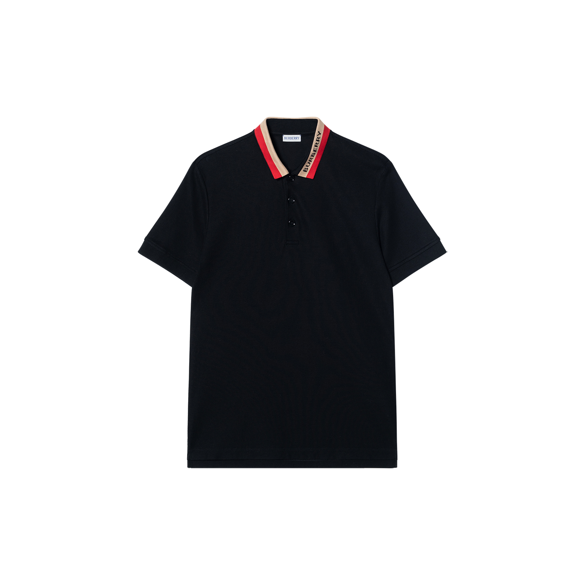 Buy Burberry  Black Logo Embroidered Short Sleeve Polo Shirt 80831541