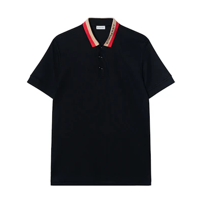 Burberry Black Logo Embroidered Short Sleeve Polo Shirt 80831541
