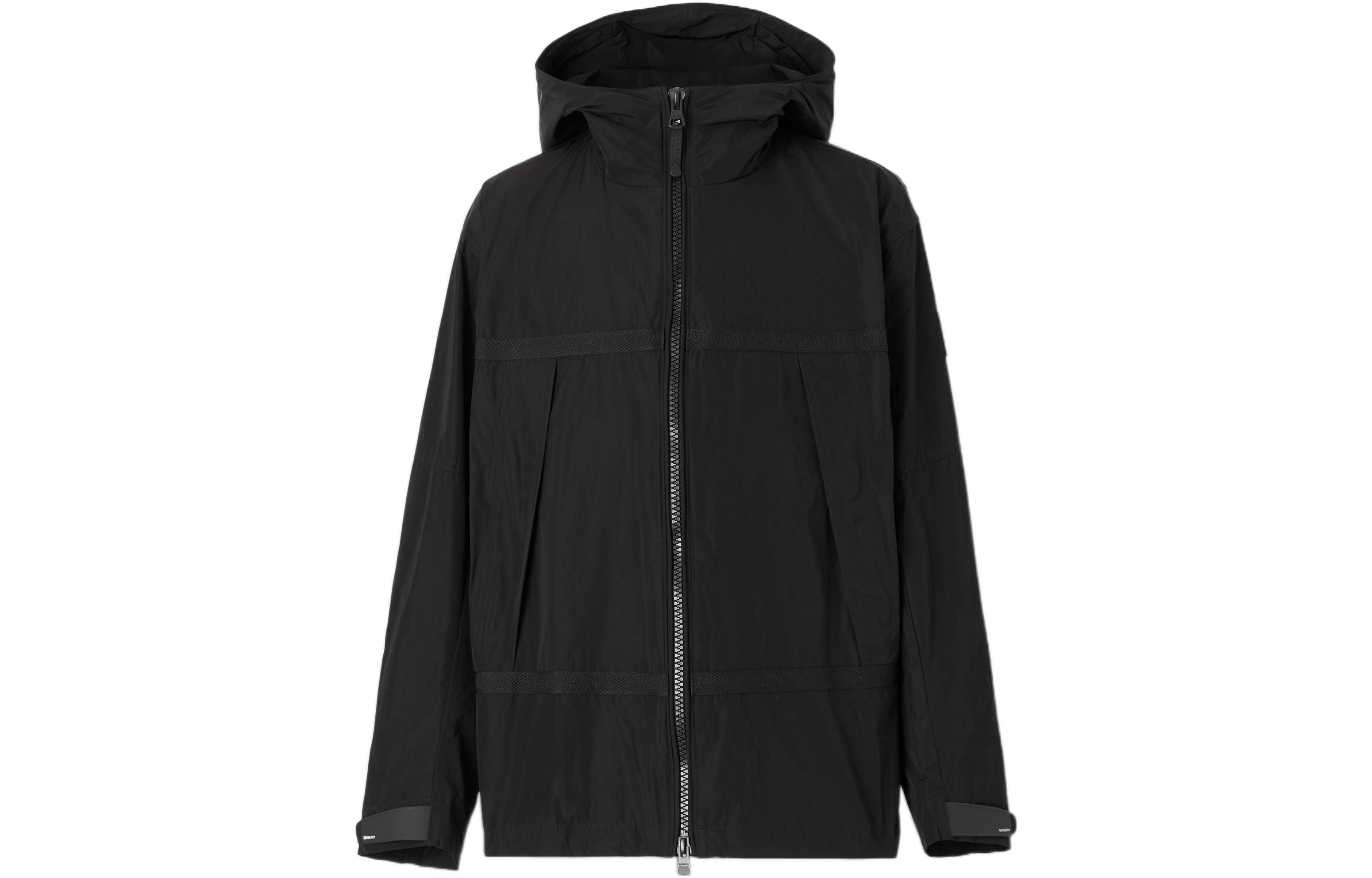 Burberry  Black Logo Patch Lightweight Hooded Jacket 80510091