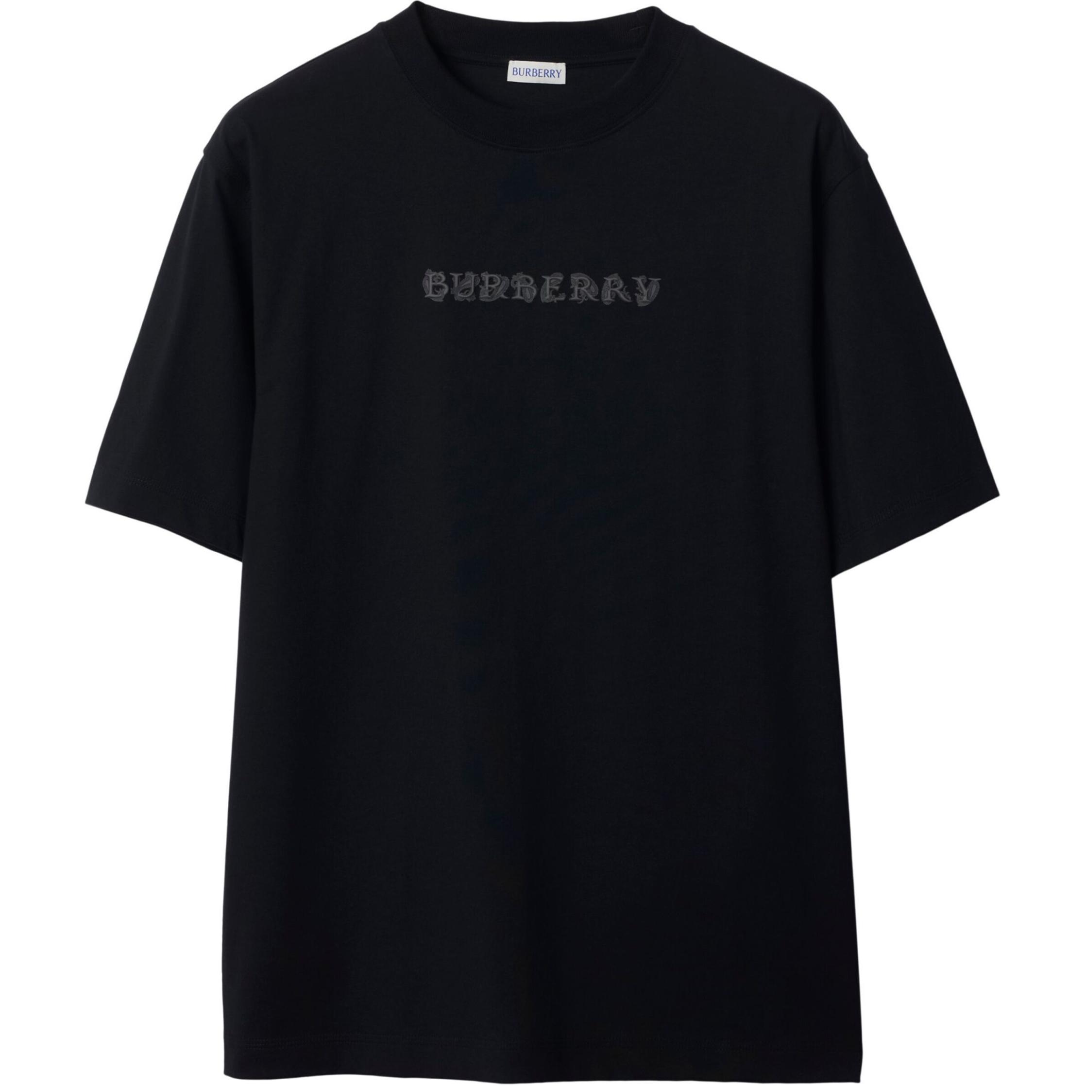 Buy 博柏利 黑色logo印花圆领短袖T恤 80998601