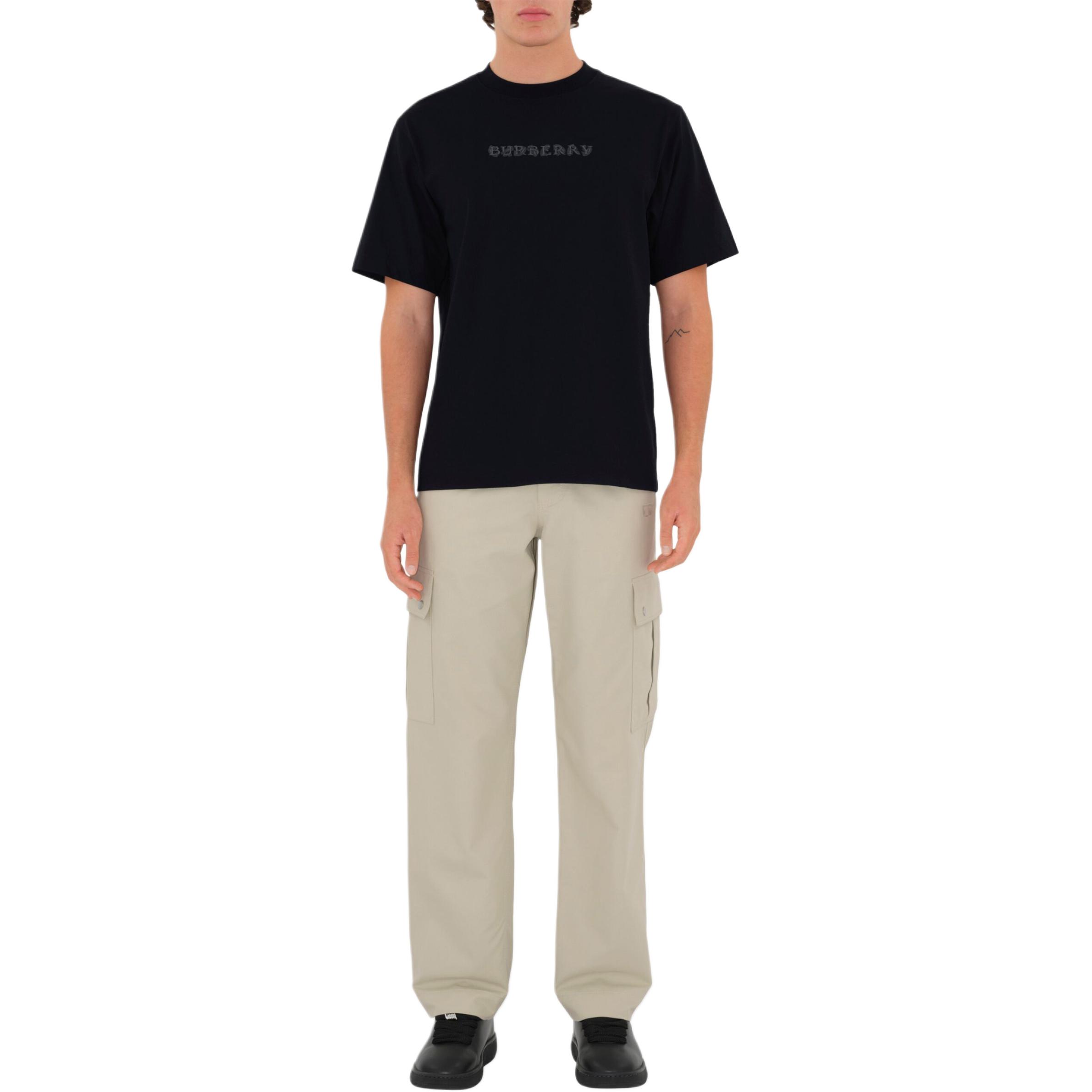 Lookbook 博柏利 黑色logo印花圆领短袖T恤 80998601