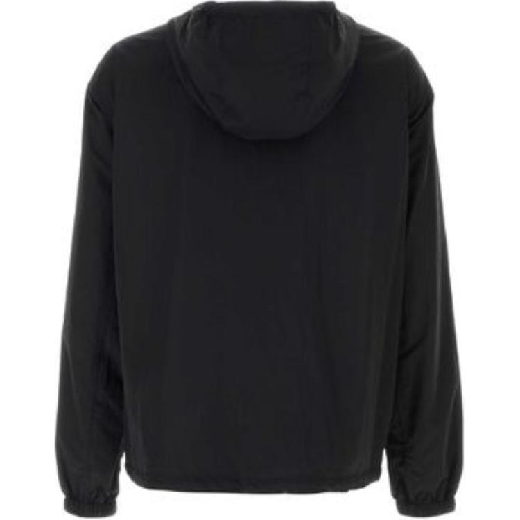 Burberry  Black Logo Print Hooded Zip-Up Oversized Jacket 80966811 圖 3