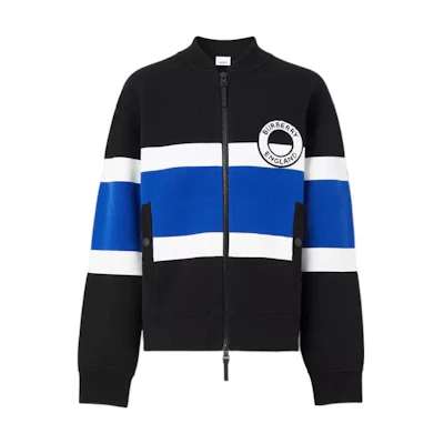Burberry Black Logo Striped Wool-Blend Zip Jacket 80587391