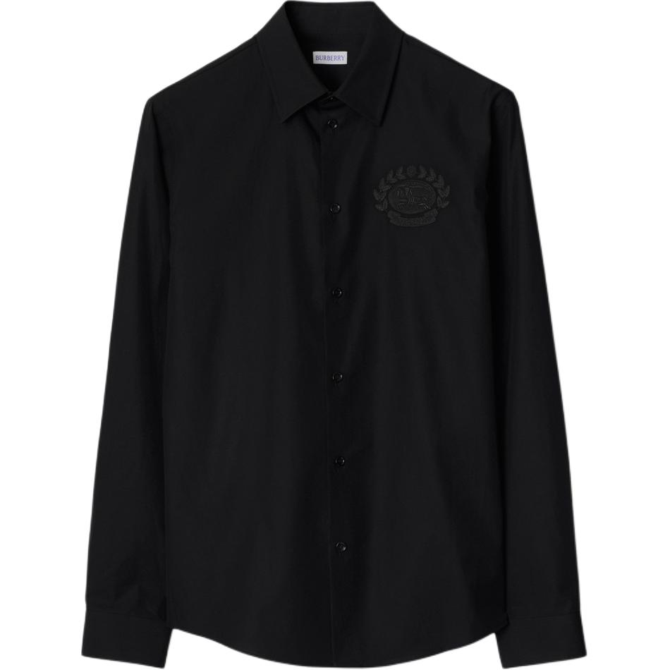 Burberry  Black Long-Sleeve Shirt with Logo Collar and Single-Breasted Design 80953321 圖 2