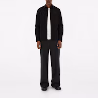 Shop Burberry 黑色長袖襯衫,Logo領口設計與單排扣款式 80953321