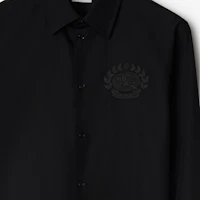 Cheap Burberry 黑色長袖襯衫,Logo領口設計與單排扣款式 80953321