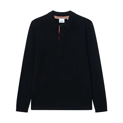 Burberry Black Long-Sleeve Solid Polo Shirt 80926391