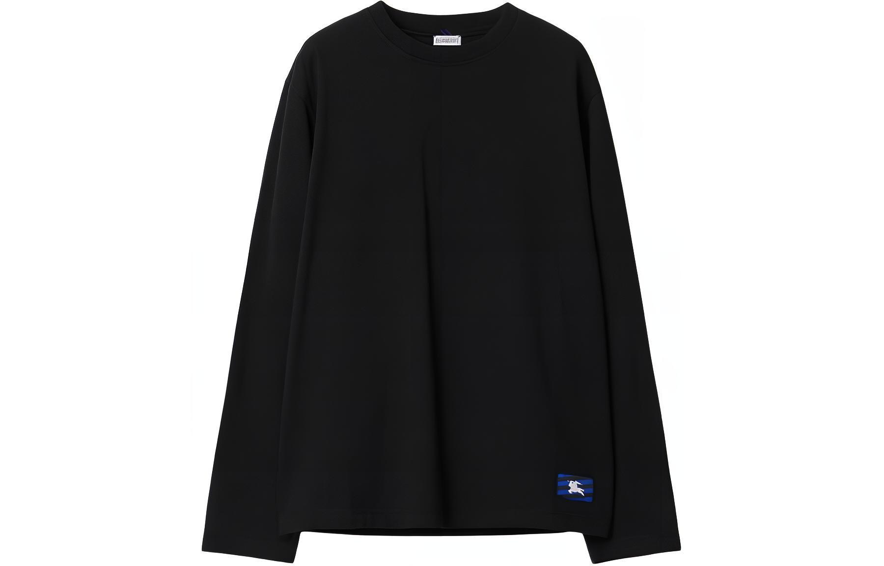 Burberry  Black Long-Sleeve T-Shirt with Equestrian Knight Logo Patch. 80819951