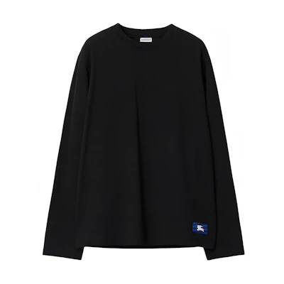 Burberry Black Long-Sleeve T-Shirt with Equestrian Knight Logo Patch. 80819951
