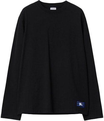 Burberry 黑色長袖T恤配馬術騎士標誌貼章。 80819951 Order Burberry 黑色長袖T恤配馬術騎士標誌貼章。 80819951