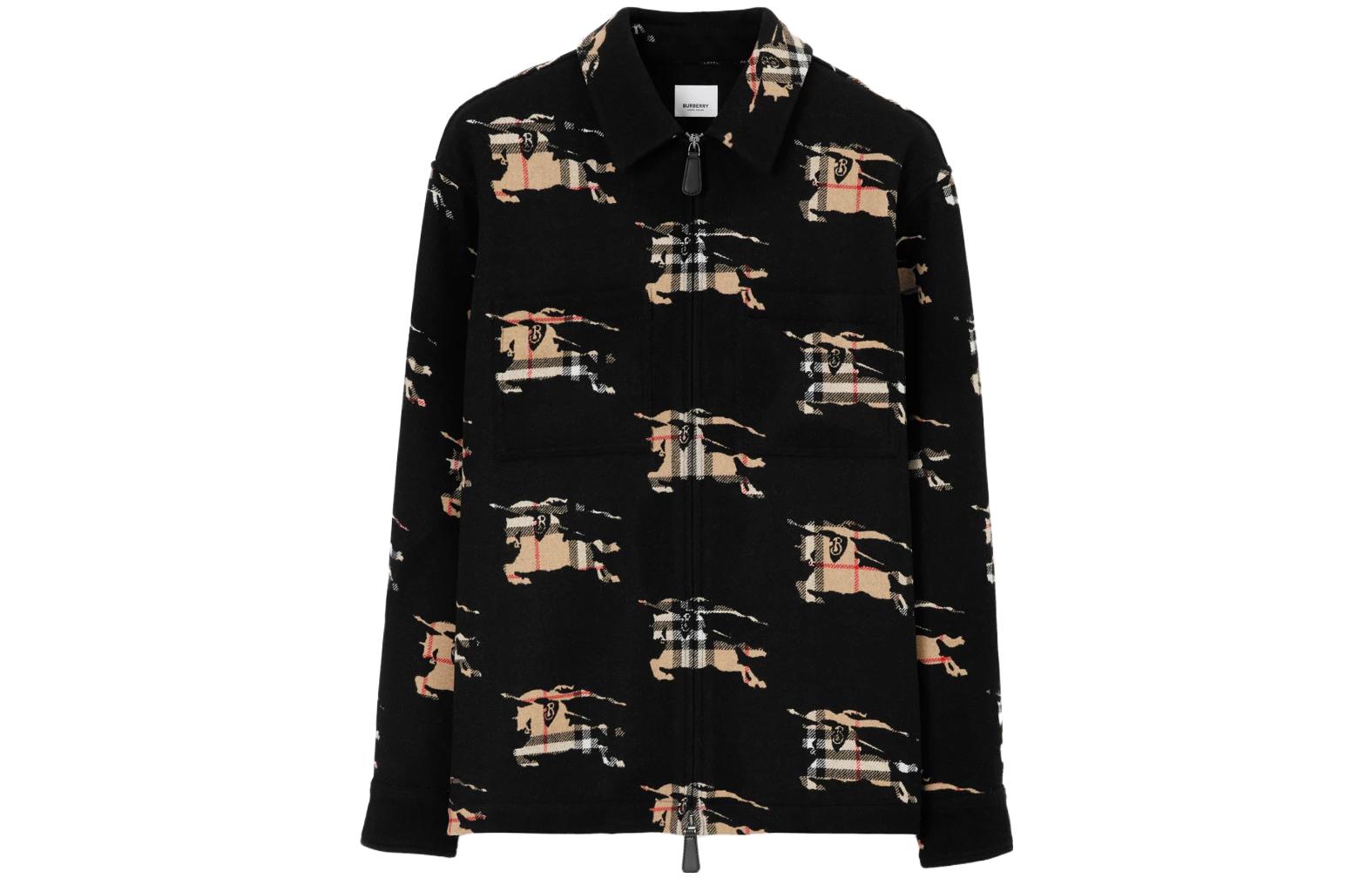 Burberry  Black Long-Sleeve Zip Shirt with Patchwork Check Design. 80709581 圖 2