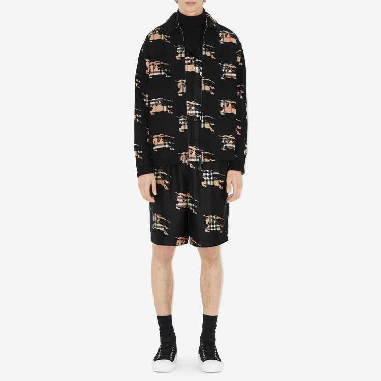 Burberry  Black Long-Sleeve Zip Shirt with Patchwork Check Design. 80709581 圖 3