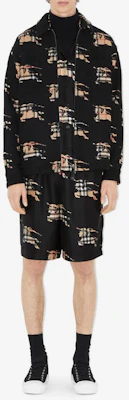 Burberry 黑色長袖拉鍊襯衫 拼接格紋設計. 80709581 Lookbook Burberry 黑色長袖拉鍊襯衫 拼接格紋設計. 80709581