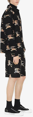 Burberry 黑色長袖拉鍊襯衫 拼接格紋設計. 80709581 Purchase Burberry 黑色長袖拉鍊襯衫 拼接格紋設計. 80709581
