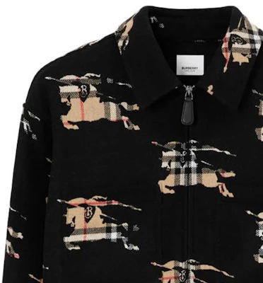 Burberry 黑色長袖拉鍊襯衫 拼接格紋設計. 80709581 Details for Burberry 黑色長袖拉鍊襯衫 拼接格紋設計. 80709581