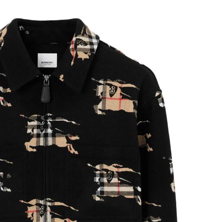 Burberry  Black Long-Sleeve Zip Shirt with Patchwork Check Design. 80709581 圖 7