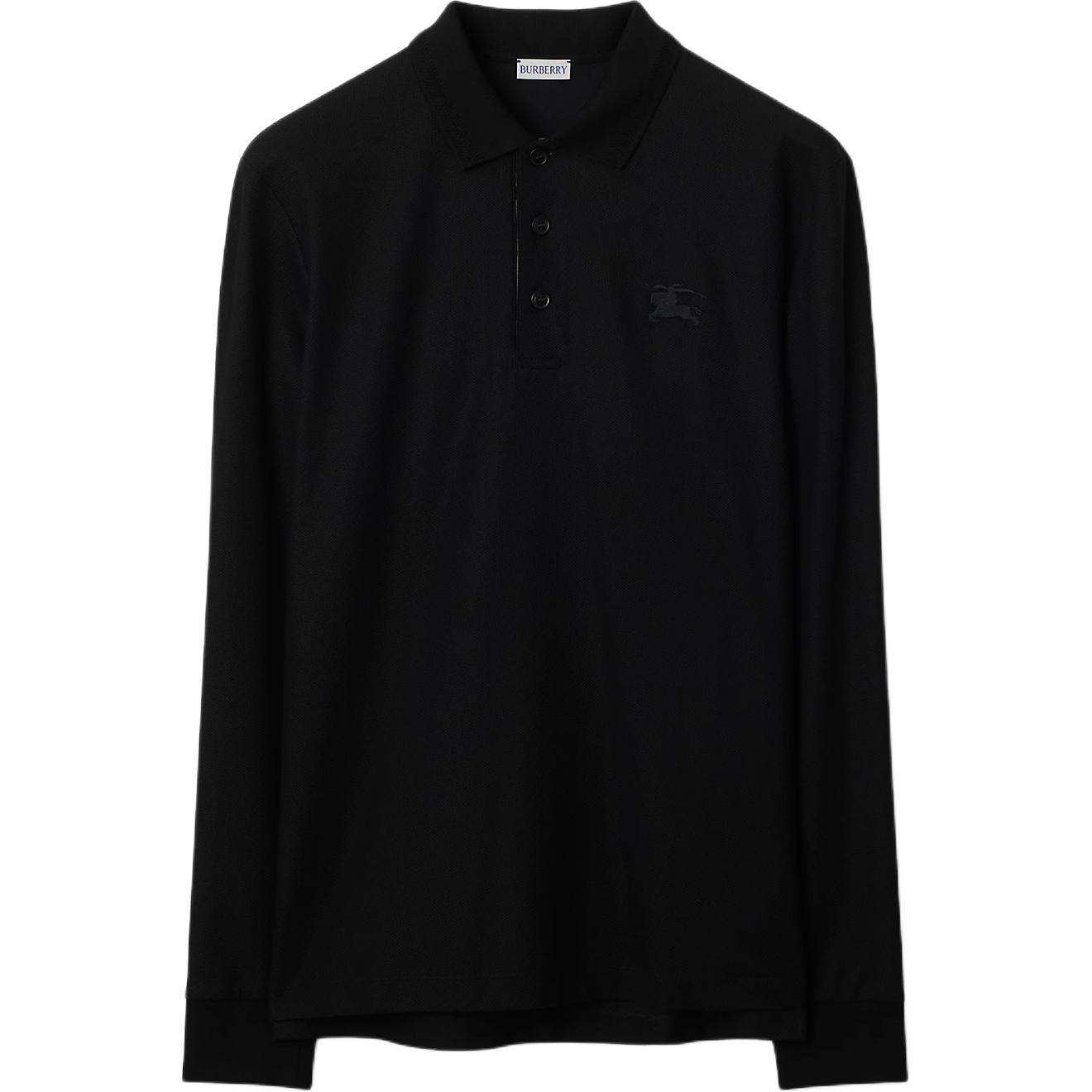 Burberry  Black Long Sleeve Logo Print Polo Shirt. 80988001